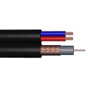 CABLE KX6 75 OHMS+ALIM 2X0.75 BOX NOIR 150M NAPPE