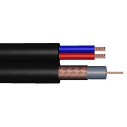 CABLE KX6 75 OHMS+ALIM 2X0.75 BOX NOIR 150M NAPPE