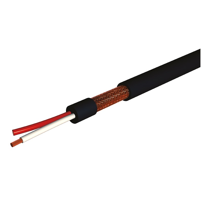 CABLE MICRO 2 CONDUCTEURS 0.22 BLINDE SOUPLE NOIR