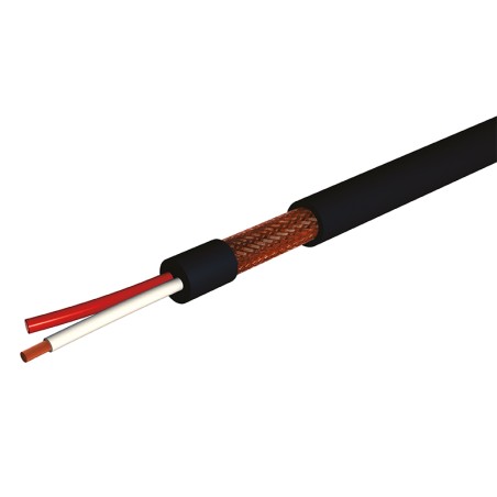 CABLE MICRO 2 CONDUCTEURS 0.22 BLINDE SOUPLE NOIR