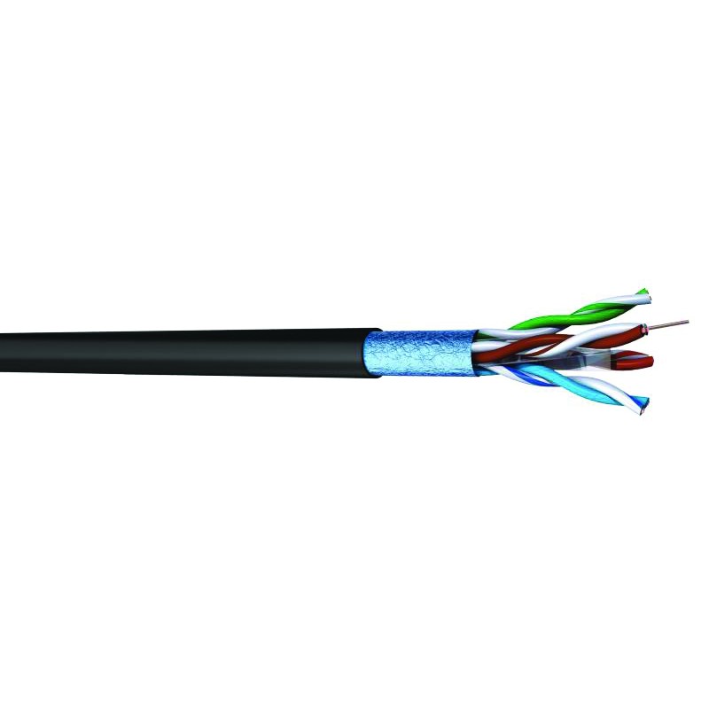 CABLE CAT6 F/UTP GAINE PE 1X4P NOIR COURONNE 100M