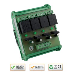 MODULE RELAIS DIN 12VAC/DC 4 REL MAX 250VAC 10A 30VDC 10A