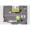RUBAN TZES641. 18MM NOIR SUR FOND JAUNE. LAMINE. 8M