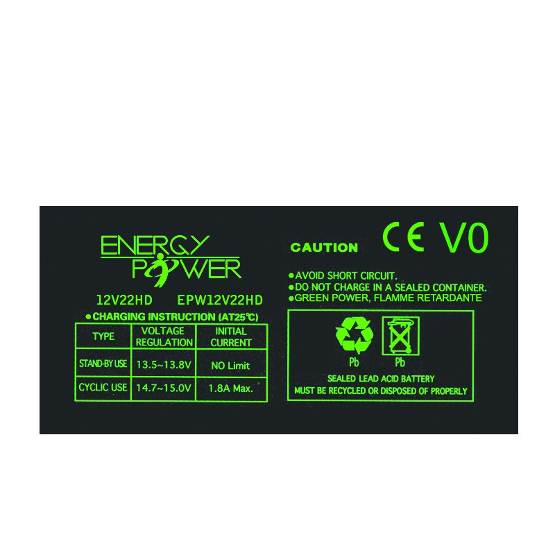 BATTERIE ENERGY POWER 12V 22AH / HD EN BAC V0