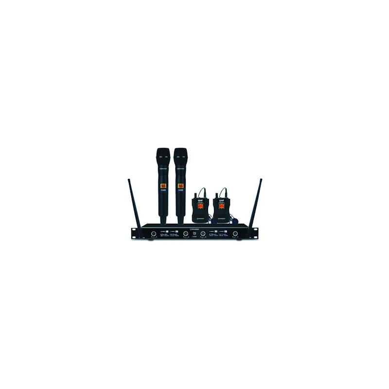 ENSEMBLE UHF DOUBLE DIVERSITY AVEC 2 MICRO MAIN ET 2 CRAVATE