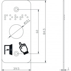PLAQUE INOX 40 X 85 GRAVE PORTE POUR BO/NF DIAM 19