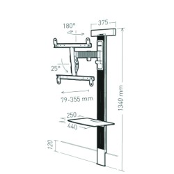 COLONNE SUPPORT ORIENTABLE TÉLÉ ET TABLETTE EN 1 EXOSTAND