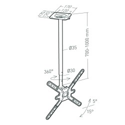 APPLIK SUPPORT PLAFOND INCLINABLE ET ORIENTABLE POUR ÉCRANS