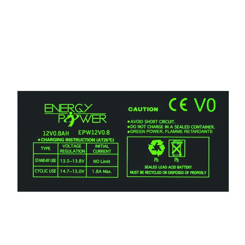 BATTERIE ENERGY POWER 12V 0.8AH EN BAC V0