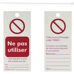 ETIQUETTES ''NE PAS UTILISER''. POLYESTER 50X110MM