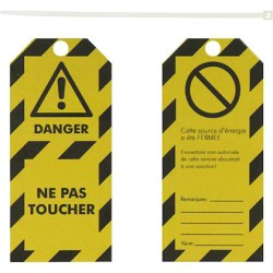 ETIQUETTES ''DANGER NE PAS TOUCHER''. POLYESTER 50X110MM