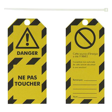 ETIQUETTES ''DANGER NE PAS TOUCHER''. POLYESTER 50X110MM