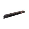 BANDEAU 19'' 6PC AVEC INTERRUPTEUR / CORDON 1.80M / ALU NOIR