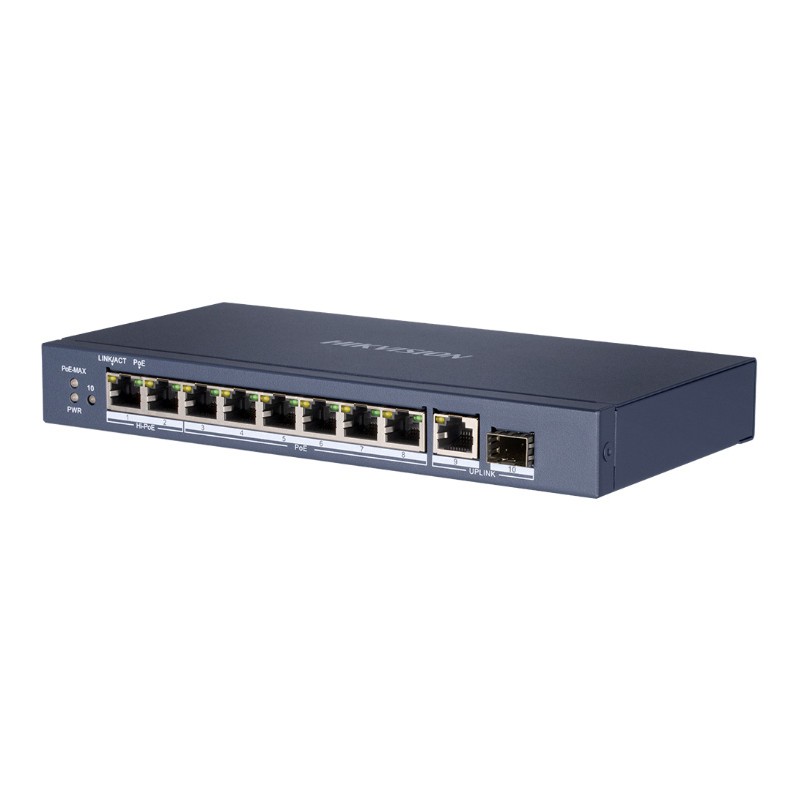 SWITCH NON MANAGEABLE L2 8XPOE 1GB + 1XRJ45/SFP 1GB UPLINK 110W RANGE 300M