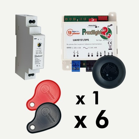 Kit centrale PROXIMAN avec alim. et 6 badges pré-programmés