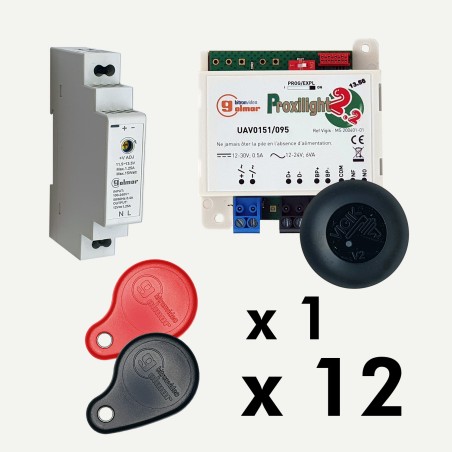 Kit centrale PROXIMAN avec alim. et 12 badges pré-programmés