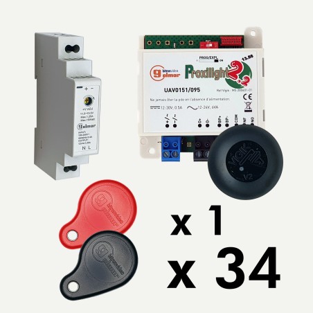 Kit centrale PROXIMAN avec alim. et 34 badges pré-programmés