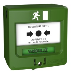 DECLENCHEUR MANUEL VERT + CAPOT 1 CONTACT LUMINEUX ET SONORE