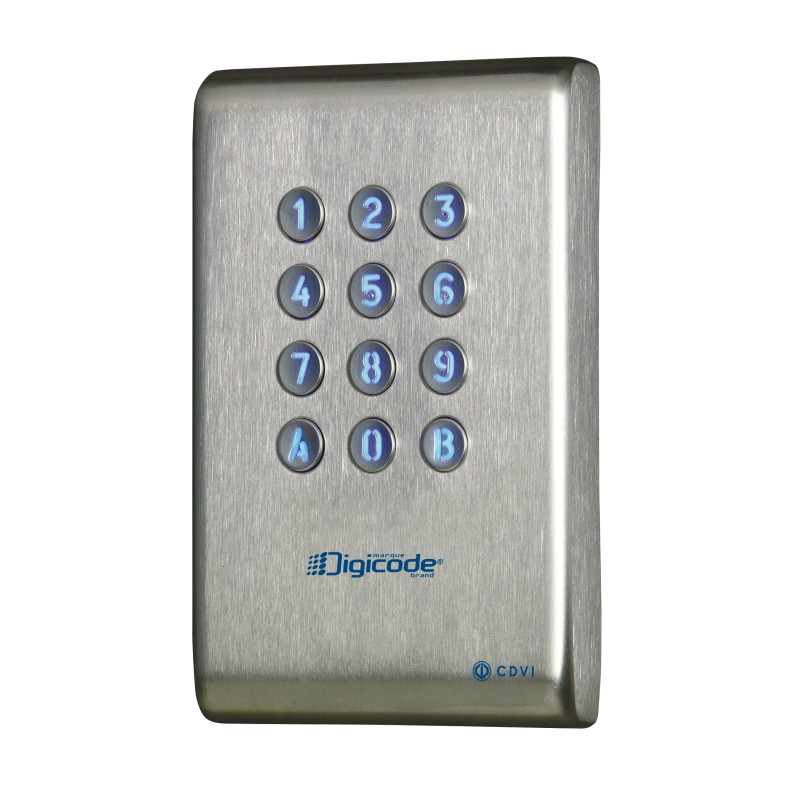 DIGICODE ECLAIRE BLEU 100 CODES 2 RELAIS 12/24V INOX