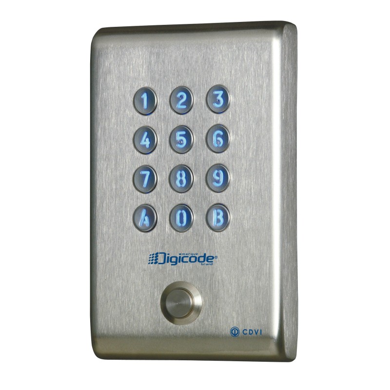 DIGICODE ECLAIRE BLEU 100 CODES 2 RELAIS 12/24V INOX + BP