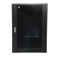 COMUTA - BAIE 19\'\' 24U 6X6 PORTE VITR NOIRE 4 MONTANTS +ROUL+VER+VIS