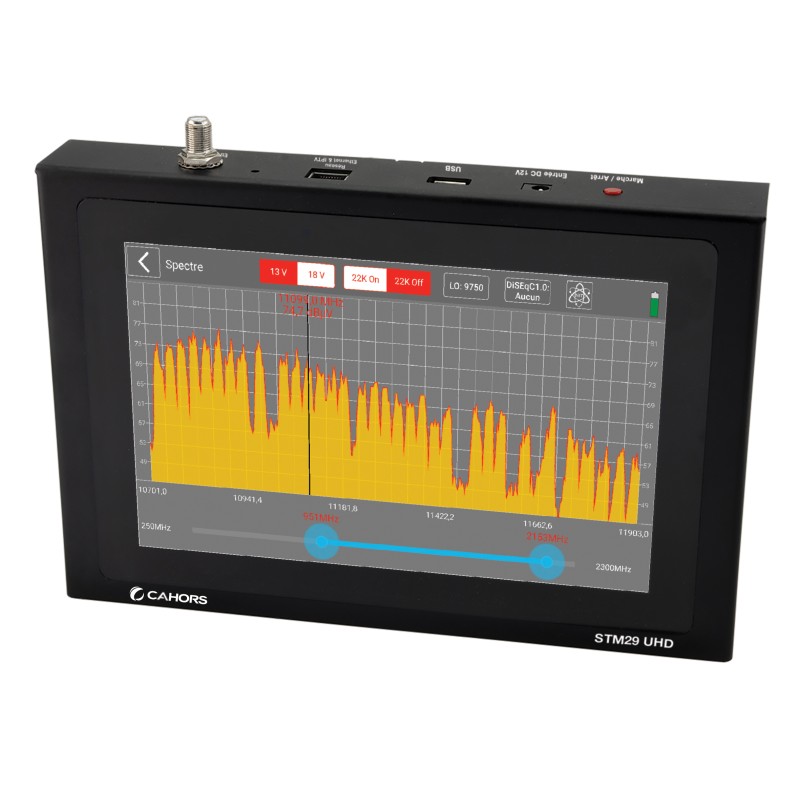 MESUREUR DE CHAMPS STM29 UHD, TACTILE DVB-S(2)/DVB-T(2)/DVB-C