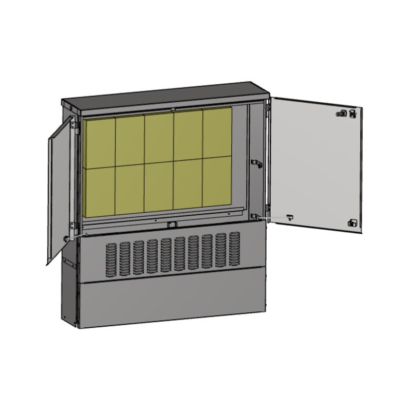 35SA 10R -ARMOIRE RUE GRISE 1720 X 1100 X 253mm serrure RUKO (Clé+plaque en sus)