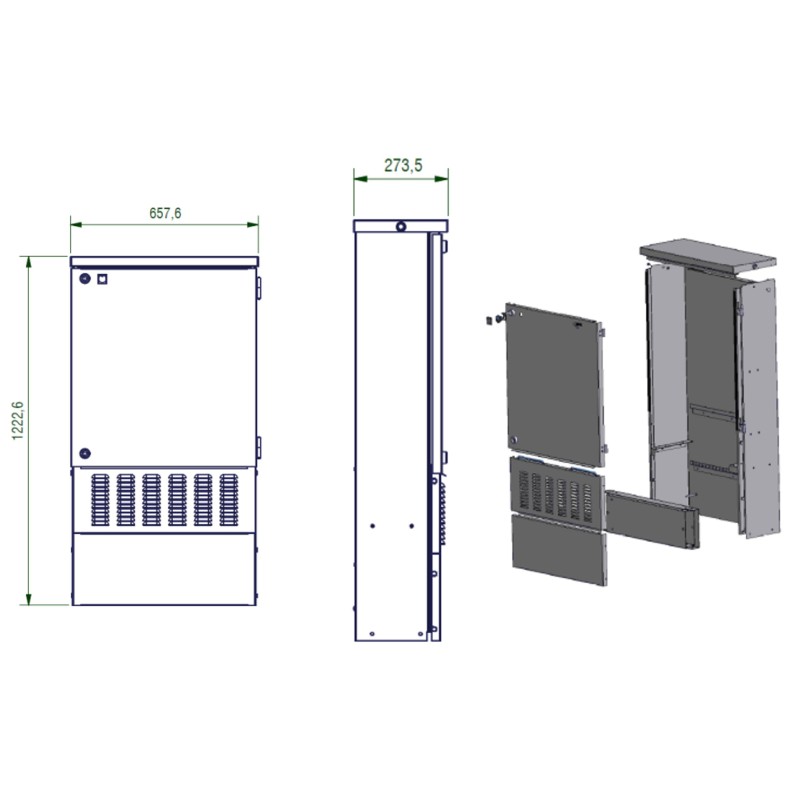 35SA 7R -ARMOIRE RUE GRISE 1720 X 650 X 253 mm serrure RUKO(Clé+plaque en sus)