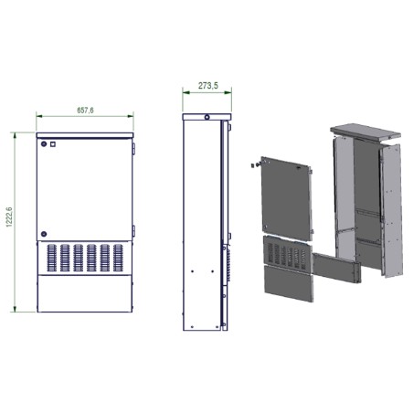 35SA 7R -ARMOIRE RUE GRISE 1720 X 650 X 253 mm serrure RUKO(Clé+plaque en sus)