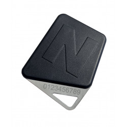 Badge mifare format clé noir code site Noralsy avec logo personnalisé