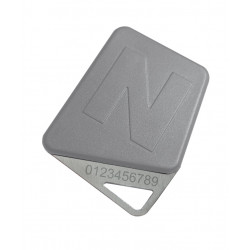 Badge mifare format clé gris code site Noralsy avec logo personnalisé