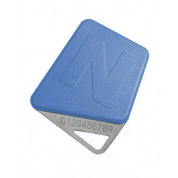 Badge mifare format clé bleu code site Noralsy avec logo personnalisé