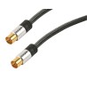 Cordon TV 9.52 M / F - prises alu - gaine tressée noir + nylonsilver - OR - 1m50