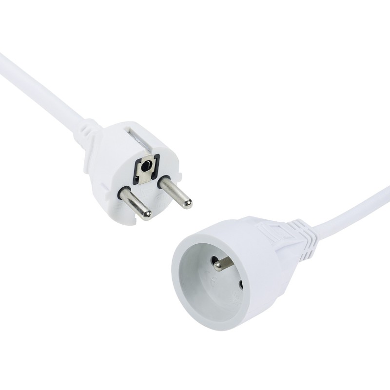 Rallonge électrique (2 P+T) M/F - 3 x 1.5mm² -16A - 3680W - blanche - 3m