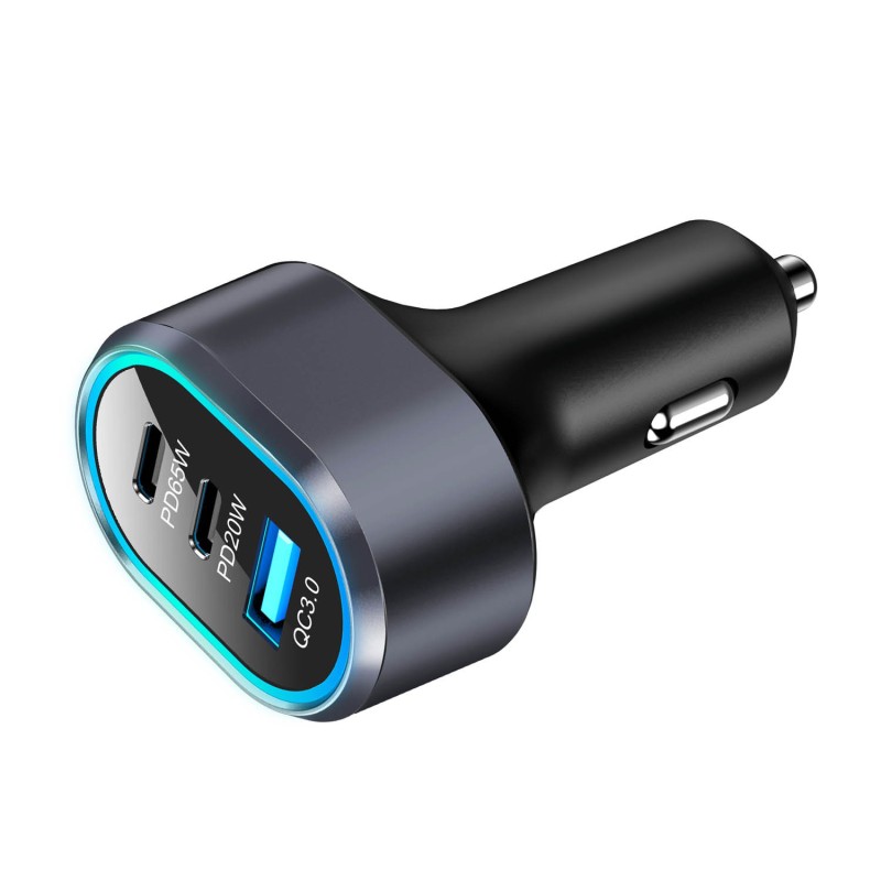 Chargeur Allume cigare 2 USB C (PD65W+ PD20W) +1 USB A (18W)