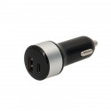 Chargeur 2 USB A/C F - sur allume-cigare - 5V/2.4A + 5V/3A - noir et gris