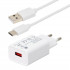 KIT chargeur mural USB A 12 W+ cordon USB AM/CM - blanc - 1m