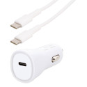 KIT chargeur allume-cigare USB C + cordon USB C M/M blanc - 1m