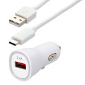 KIT chargeur allume-cigare USB A+ cordon USB AM/CM blanc - 1m