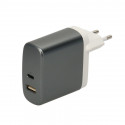 Chargeur 2 USB A/C F sur secteur 230V - 12V/5A + 12V/1.5A - 18W - blanc/gris