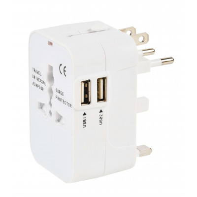 Adaptateur universel + charge USB (5V/2.4A) - UE/GB/USA - 230V/6A - smart charge