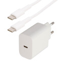KIT chargeur mural USB C 18 W+ cordon USB C M/M - blanc - 1m