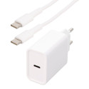 KIT chargeur mural USB C 30 W+ cordon USB C M/M - blanc -1m