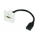 Plastron câblé 2 modules - HDMI - obturateur LEGRAND - 4K/60ips - 45x45mm - 0m20