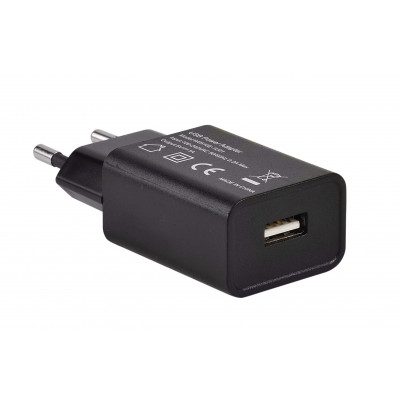 Chargeur USB A F - sur secteur 230V - 5V/1A - 5 W - noir mat