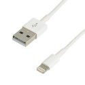 Cordon USB 1m 2.0 A M/Lightning M - 480 Mbps - 2.4A - licence Apple MFI -blanc