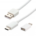 KIT blocker USB A + cordon USB C M/M - blanc - 2m