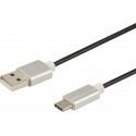 Cordon USB 2.0 -A M / C M - 3A - 480 mbps - prises alu - 1m