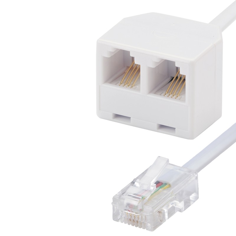 ADAPTATEUR 2 x RJ11 FEMELLE / RJ45 Male - 10cm