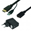 Cordon HDMI A M/F amplifié - UHD 4K/30ips - 2.0 - 10.2 gbps - OR - 0m80
